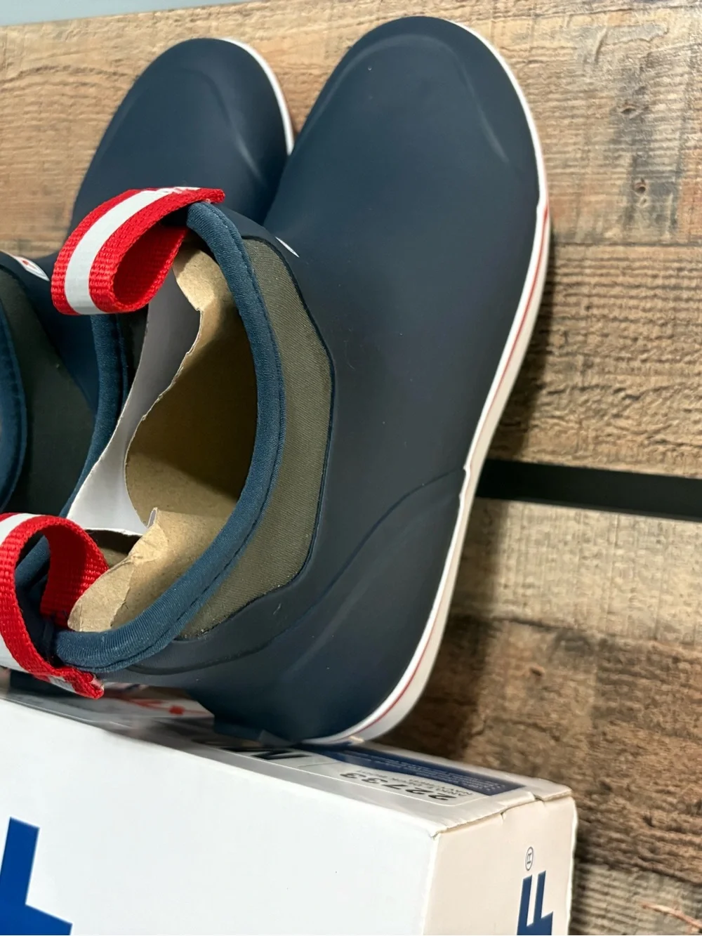 Xtra Tough Navy Rain Slip-On Boots with Red Trim